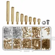 AOQDQDQD® 260Pcs M2 PCB Threaded Brass Male Female Standoff Spacer Board Hex Screws Nut Assortment Box Kit Set with Plas