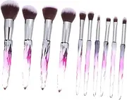 WOFASHPURET 10-piece Professional Makeup Brush Set Cosmetic Kit for Blending Highlighting Shading Contouring Diamond Plastic Handle Makeup Brushes Material