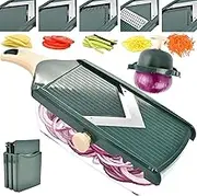 Adjustable Mandoline Food Slicer for Kitchen,Ultra Sharp V-Blade Vegetable Slicer with Container,Slicer Vegetable Cutter,Julienne Slicer, Potato Slicer for Apple,Onion,Tomato Lemon Slicer