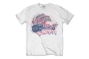 Creedence Clearwater Revival Unisex Adult Guitar & Flag T-Shirt (White) - UTRO10816