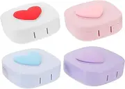 [HOODANCOS] 4Sets Portable Case Cute Macaron Colors with Mirror Compact Lens Organizer for Travel Storage Box for Home Outdoor Use