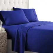 Hotel Soft Flat Fitted Sheet Set Single KS Double Queen King SK Royal Blue