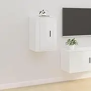 VRAXO Wall Mounted TV Cabinet High Gloss White 40x34.5x60 cm -13.12KG,816660