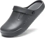 [Nihaoya] Clogs for Men and Womens Garden Shoes Slip-on Outdoor Beach Slippers Comfort Slip Resistant Sandals Lightweight Breathable, Grey, 9-10 Women/8.5-9 Men