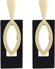 [SUANTIANMG] MIGUO STORE Boho Unique Fashion Personality Black White Triangle Drop Oil Dangle Drop Earrings Elegant Geometry Charm Drop Earrings for Women