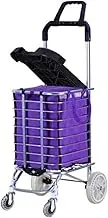 FSNEODYV Shopping Trolley， Aluminum Folding Shopping Cart with Four Wheels Small Pull Trolley for Shopping Hand Truck Cart