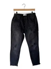 One Teaspoon 24 Black Oak High Waist Freebirds Distressed Zip Ankle Jeans - New