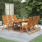 6-Person Garden Dining Set Acacia Wood Extendable Table And Folding Chairs 7 Pcs