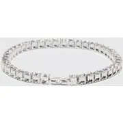 Mens Silver Iced Tennis Chain Bracelet