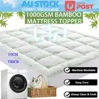 Bamboo Pillowtop Mattress Topper Bed Matress Protector King Queen Double 1000GSM