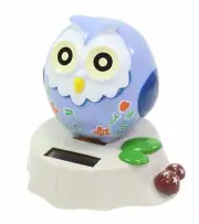 Eco-Friendly Solar Power Toy Perching Owl Adorable Light Blue Office Home Decor.