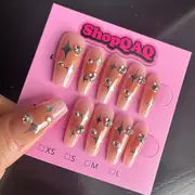 Handcrafted Press-On Nails - 'Blush Starburst' Collection: Sweet & Cool with High-End Touch