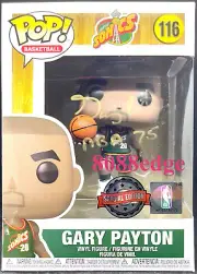 "GARY PAYTON"SIGNED FUNKO POP VINYL NBA 75 INSCRIPTION AUTO #116 AUTOGRAPH+PHOTO