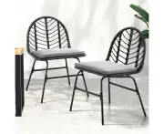 Outdoor Chairs Black 2x Weather Resistant Easy Clean Modern Design