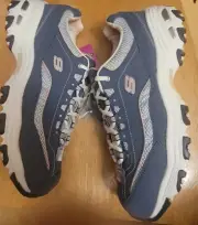 Skechers Di Lites With Air-Cooled Memory Foam. Size 10 Blue White Pink New ws 9