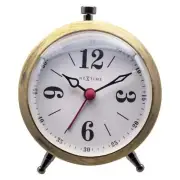 NEW NeXtime Harvey Classic Metal Luminous Hands Alarm Clock, Gold, 11cm