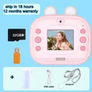 Kids Instant Camera Toys 2.0 Inch HD IPS Screen Thermal Paper Picture Photo with