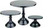 3 Pieces Cake Stand Set Black Metal Cupcake Holder Dessert Display Plate Decor S