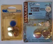 Dritz Button Cover Kit. 4 7/8" Buttons +Vintage "Maxant" Button Cov. Refills.