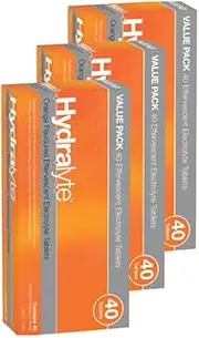Hydralyte Orange Flavoured Effervescent Electrolyte Tablets 40 3xBulk Pack