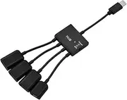High Speed USB Type C Hub with 3 USB 2.0 Ports for S8, Compact and Lightweight Black Hub for MacBook