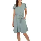 Lucky Brand Green Shirt Dress Flutter Sleeves Size Large Summer Pastel Belted
