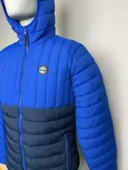 Timberland Men's Puffer Polyester Fill Hooded Blue Jacket A1MZU-N39