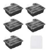 5 Pack 12 Cell Seeding Starting Trays Kit for Greenhouse Planting, Black