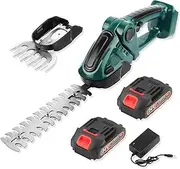 2 in 1 Cordless Hedge Grass Trimmer Garden Pruner Cutter Mower with 2 Battery & Charger by Youngly