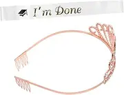 [HORIALENCE] 1 Set Graduation Sash and Crown Set for Shiny Rhinestone Tiara with Satin Sash Stunning Design for Graduation Parties and Celebrations