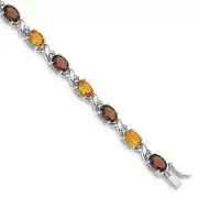 Silver Rhod-pltd Smoky Quartz/Citrine/Wh.Topaz Bracelet QG4931