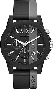 [Armani Exchange] Men's Two-Tone Silicon Chronograph Analogue Watch, 45mm