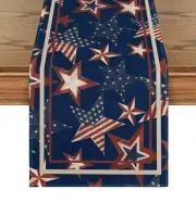 The Stars and Stripes 4th of July Table Runner, 13" x 72" Table Runner Blue New