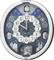 Seiko Clock RE602S Wall Clock Quartz Watch Karakuri Clock Analog Triple Selection Melody Silver 17.5 x 15.9 x 3.8 inches (443 x 405 x 97 mm)