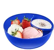 Chip and Dip Serving Platter - Divided Anti-Soggy Snack Serving Dish,Chip Bowl with Dip Section, Reusable Snack Dumpling Plates Stackable Sauce Dipping Dish, Soup and Sandwich Plate Combo