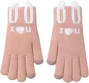 [JINZIJINYU] Knitted Touch Screen Gloves Winter Bunny Ears Touch Screen Gloves Thickened Cycling Split Finger Ski Gloves