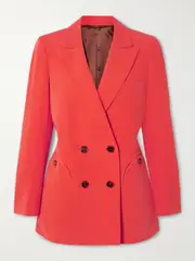 [BLAZÉ Milano] BLAZÉ Milano - Flica Everyday Double-breasted Silk And Linen-blend Blazer - Coral - 2 2 Orange