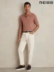 Reiss Dusty Blush Pink Manor Merino Wool Short-Sleeve Polo Shirt (AC9331) | $180