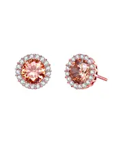 Genevive 14K Rose Gold Vermeil CZ Studs