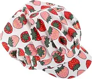 [GLSTOY] Breathable Cartoon Strawberry Pattern Chef Hat Oilproof Kitchen Work Cap for Women Full Coverage Nursing Scrub Cap Lightweight User Friendly Design for Food Processing Professional