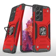 MCC Shockproof Samsung Galaxy S24 Ultra 5G Heavy Duty Case Cover Ring S928 [Red]
