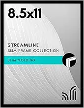 Americanflat 8.5x11 Picture Frame with Shatter-Resistant Glass - Streamline Collection - Thin Border Picture Frame for Tabletop and Wall Display - Hanging Hardware and Easel Stand Included - Black