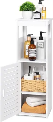 Waterproof Bathroom Cabinets,White Bathroom Storage Shelf Organizer Cupboard wit
