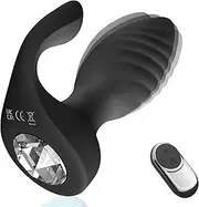 Remote Control Diamond Anal Plug, Rechargeable Silicone Butt Vibrator for Women & Men with 10 Vibration Modes, IPX7 Waterproof, Quiet Adult Toy for Clitoral/G-Spot/Anal Stimulation (Black)