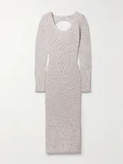 [Acne Studios] Acne Studios - Open-back Crocheted Stretch Cotton-blend Midi Dress - Light gray - x small x small Gray