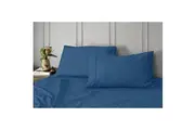 Tontine King Bed 250TC Cotton Fitted Flat Sheet Set Bedding w Pillowcases Denim