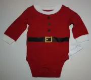 New Carter's 9m Santa Clause Dress Up Baby Bodysuit Top Red Soft Long Sl Boys