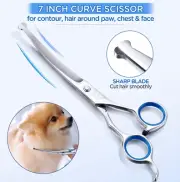 7" Dog Grooming Curved Safety Scissors Curved Professional With Blunt Nose