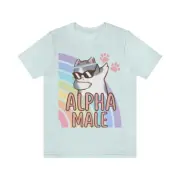Ironic Alpha Male Cat Rainbow Shirt Funny T-shirt Weird Stuff Odd Quirky Gift