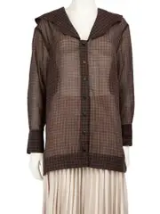 Brown Gingham Pattern Shirt